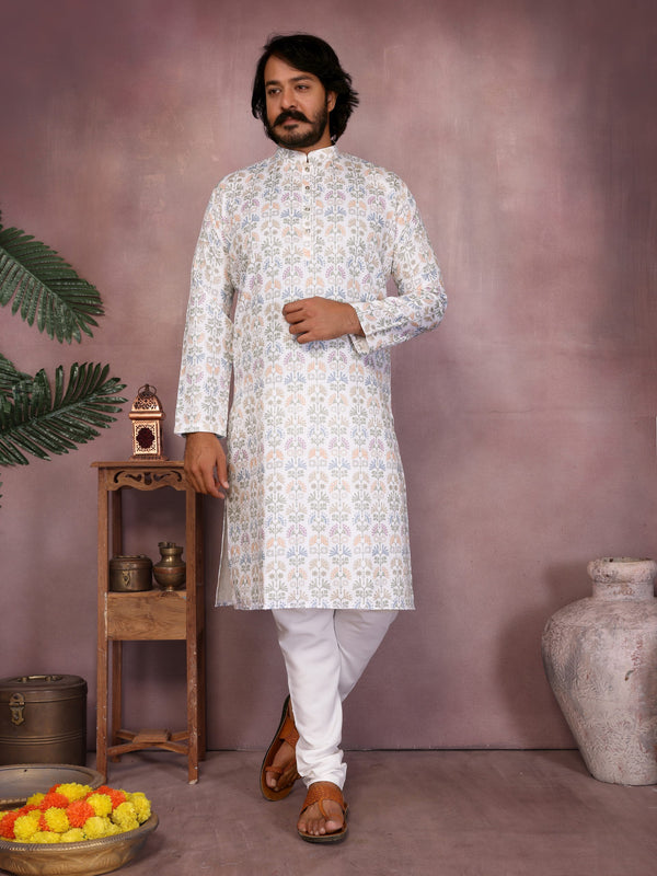 Heavy Cotton with Sequence Work Men's Kurta
