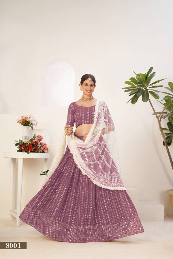 Georgette Sequins Embroidered Lehenga Set with Dupatta