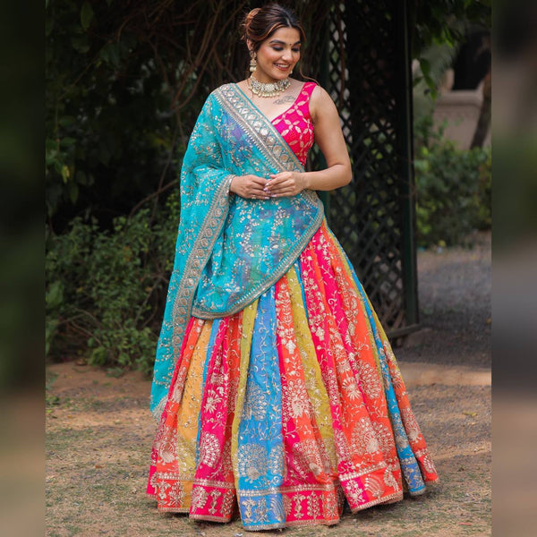 Multicolor Heavy Faux Georgette Navratri Special Lehenga choli