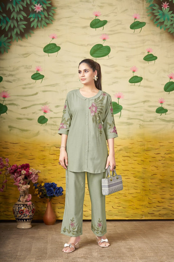 Heavy Rayon Embroidered Co-Ord Set