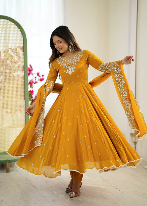 Heavy Blooming Faux Embroidered Anarkali Set
