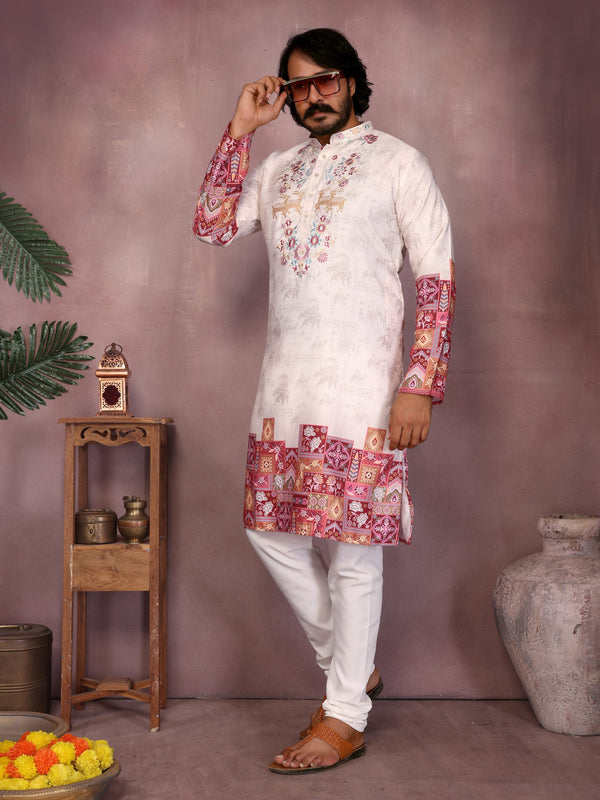Heavy Khadi Cotton with Embroidery Men's Kurta