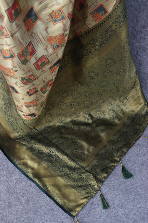 Pure Dharmavaram in Banarasi silk Saree