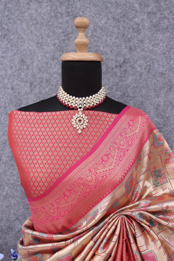 Pure Dharmavaram in Banarasi silk Saree