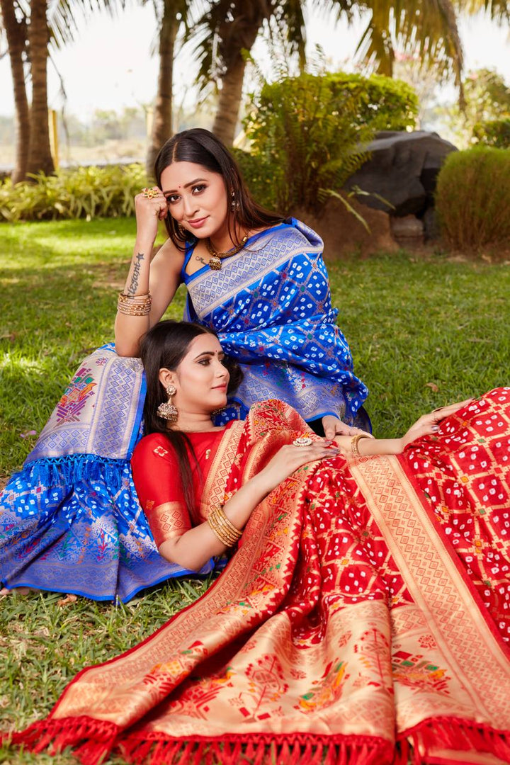 Bandhej Silk Real Gharchola Saree - Tiamgee