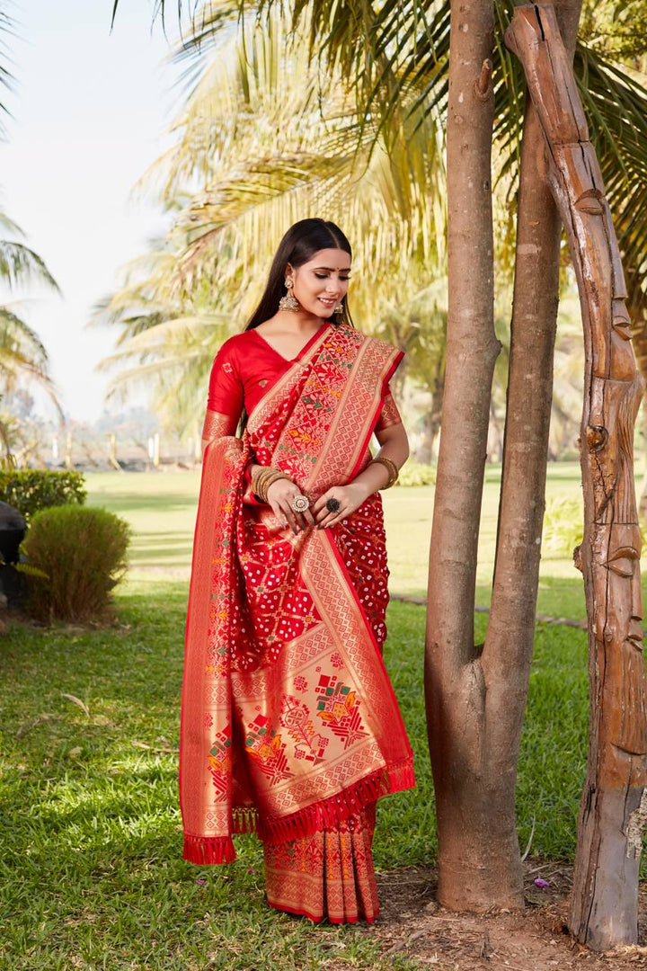 Bandhej Silk Real Gharchola Saree - Tiamgee