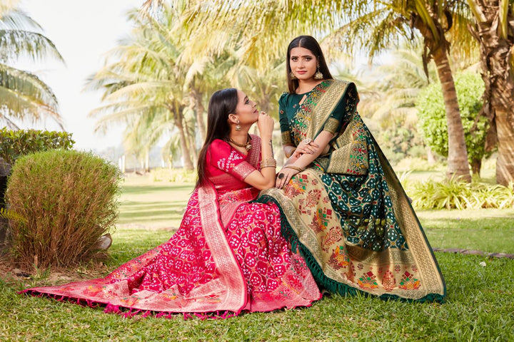 Bandhej Silk Real Gharchola Saree - Tiamgee