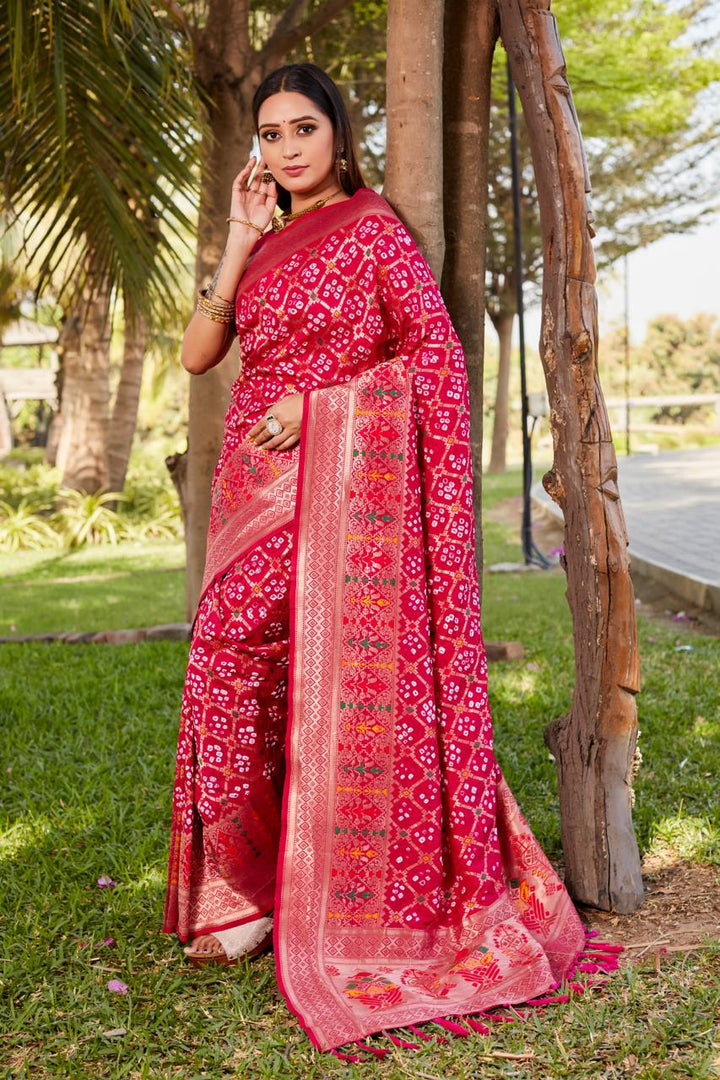 Bandhej Silk Real Gharchola Saree - Tiamgee