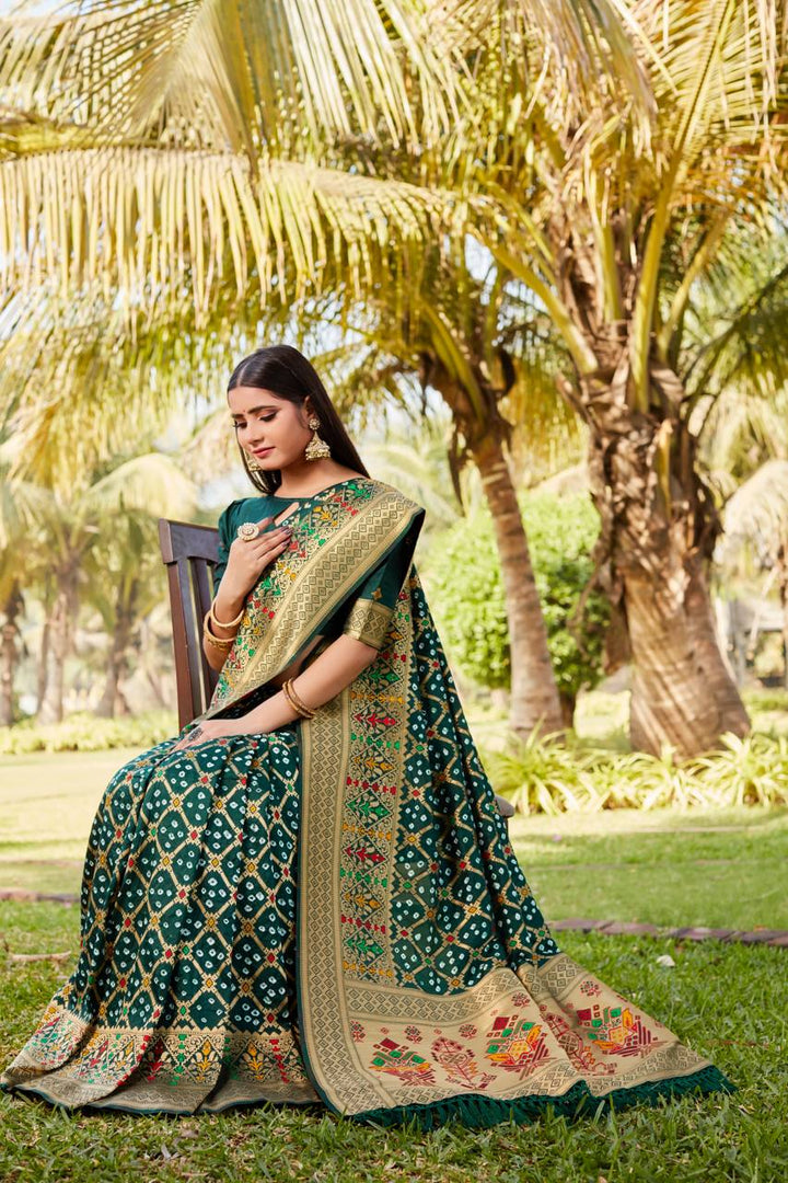 Bandhej Silk Real Gharchola Saree - Tiamgee