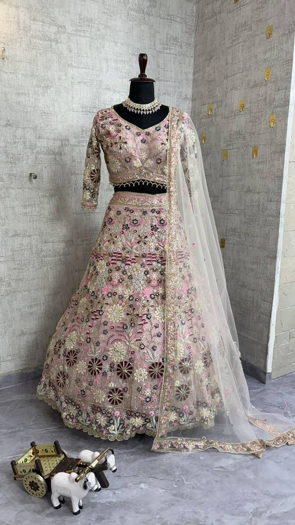 Soft Net Coding Sequins Floral Lehenga Set