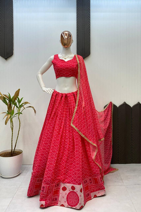 Printed Georgette Lehenga Choli with Dupatta