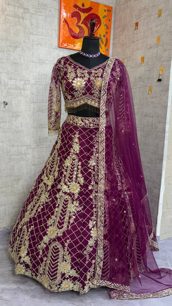 Soft Net Coding Sequins Lehenga Set