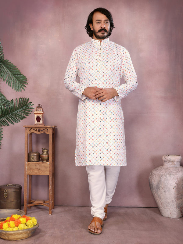 Heavy Cotton with Sequence Work Men's Kurta