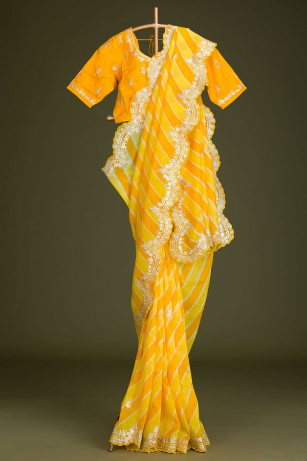 Yellow Vichitra Silk Digital Print Saree