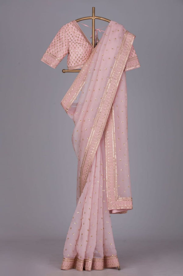 Light Pink Organza Silk Saree