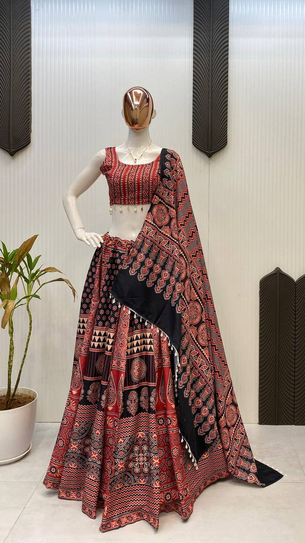 Rayon Printed Lehenga Choli with Kodi Lace