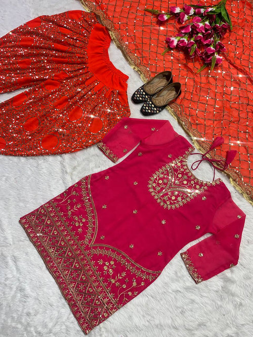 Party Wear Look Top ,Dhoti Salwar and Dupatta