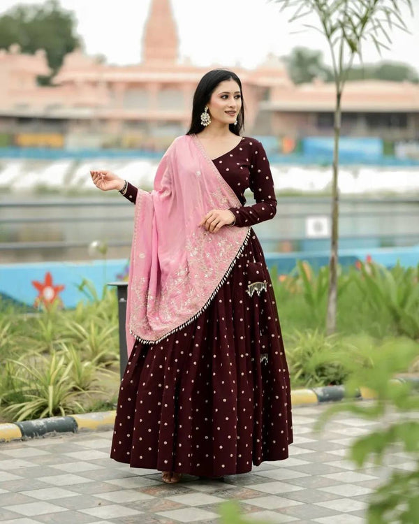 Maroon Navratri Special Printed Poly Rayon Lehenga Set