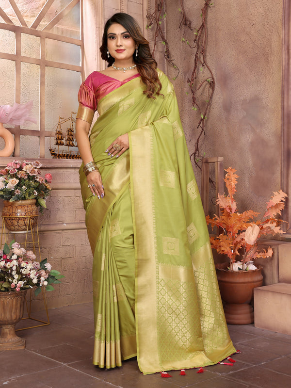 Lichi Soft Silk Saree with Woven Zari Details