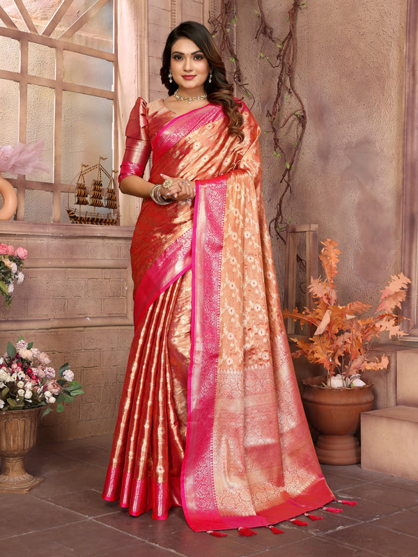 Handloom Tissue Silk Saree with Zari Weaving