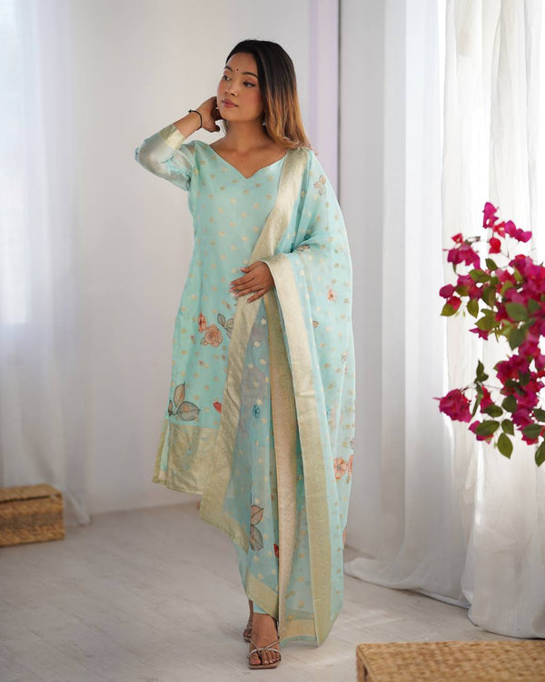 Chanderi Silk Co-Ord Set with Jacquard Work & Digital Print