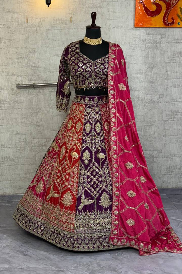 Chinon Silk Lehenga Choli with Coding Sequins Embroidery & Dupatta