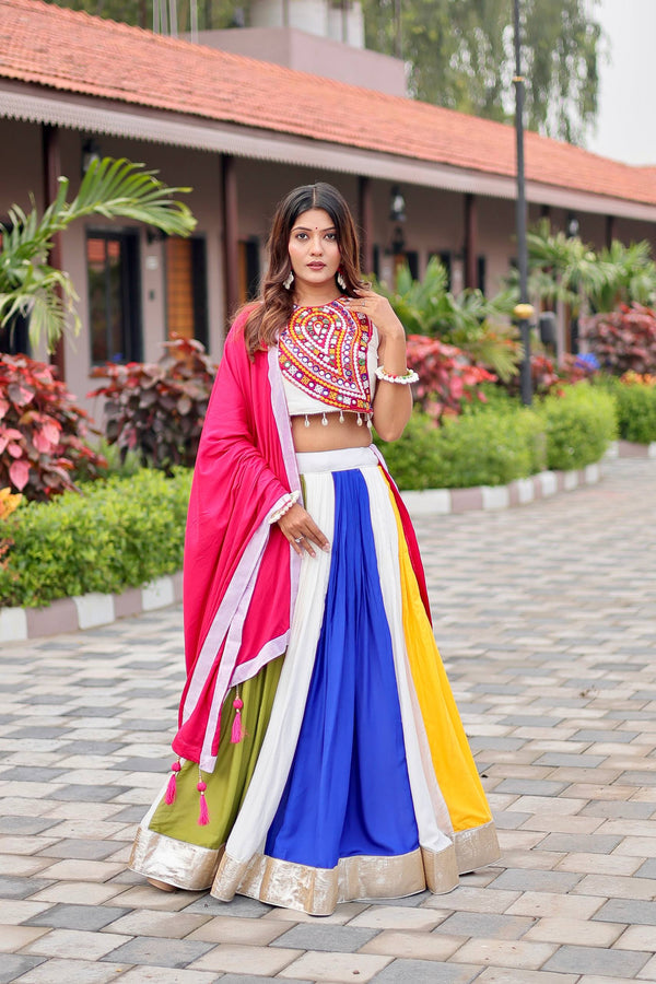 Navratri Special Pure Cotton Gamthi Work Lehenga Choli with Dupatta & Hand Purse