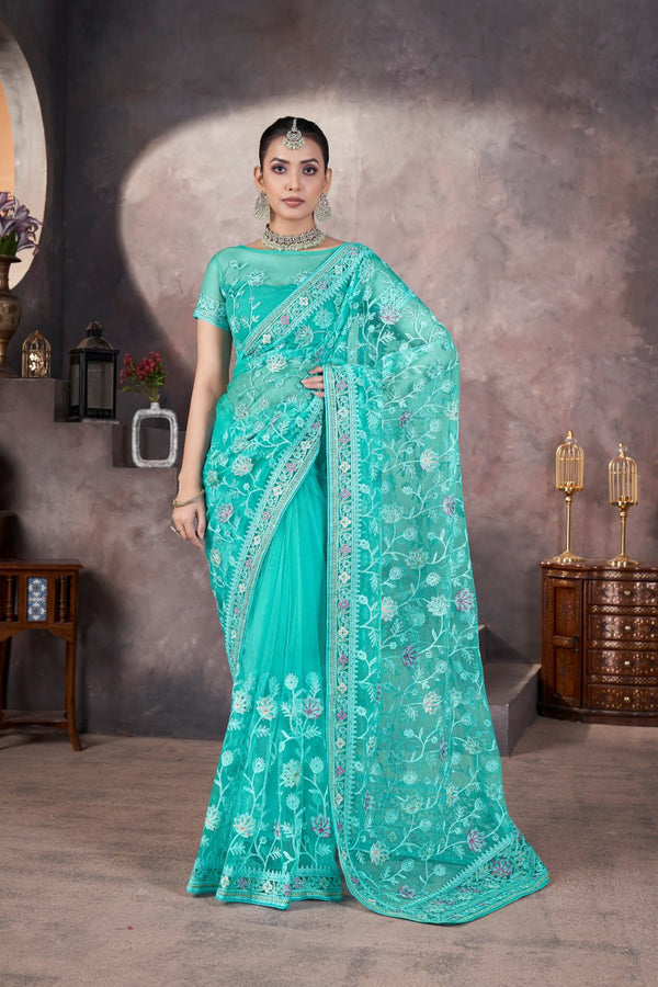Butterfly Net Aari Embroidered Saree