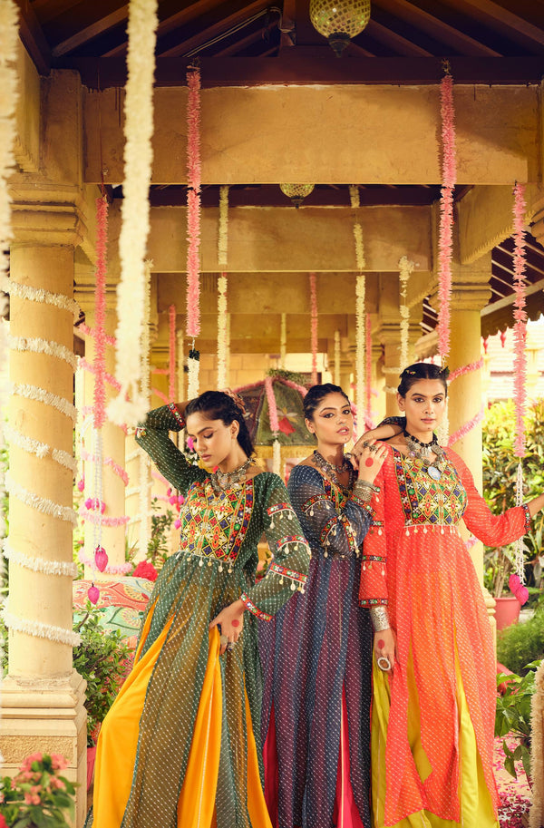 Plain Rayon Lehenga with Printed Georgette Choli
