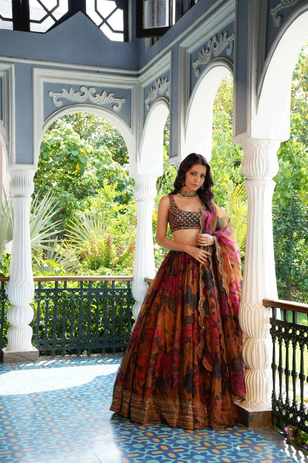Tabby Organza Digital Print Lehenga Set