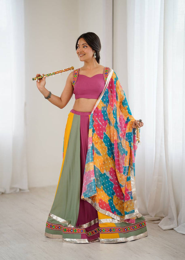 Heavy Rayon Lehenga Set with Real Mirror & Gamthi Thread Work