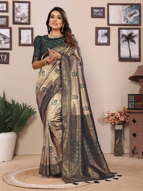 Tissue Silk Handloom Saree with Zari Weaving - Mahek