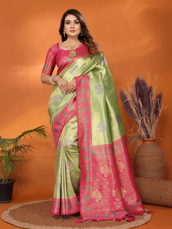 Pure Banarasi Tissue Silk Saree with Paithani Weaving - Saroz