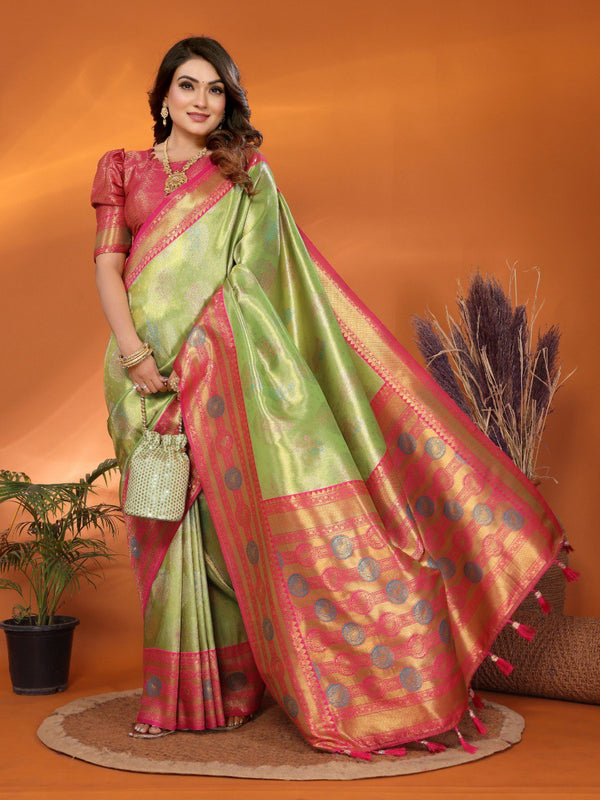 Pure Banarasi Tissue Silk Saree with Paithani Weaving - Sonali