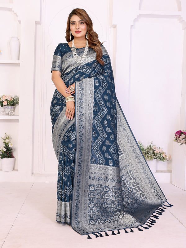 Georgette Silk Leheriya Saree with Rich Zari Weaving - Aagaman