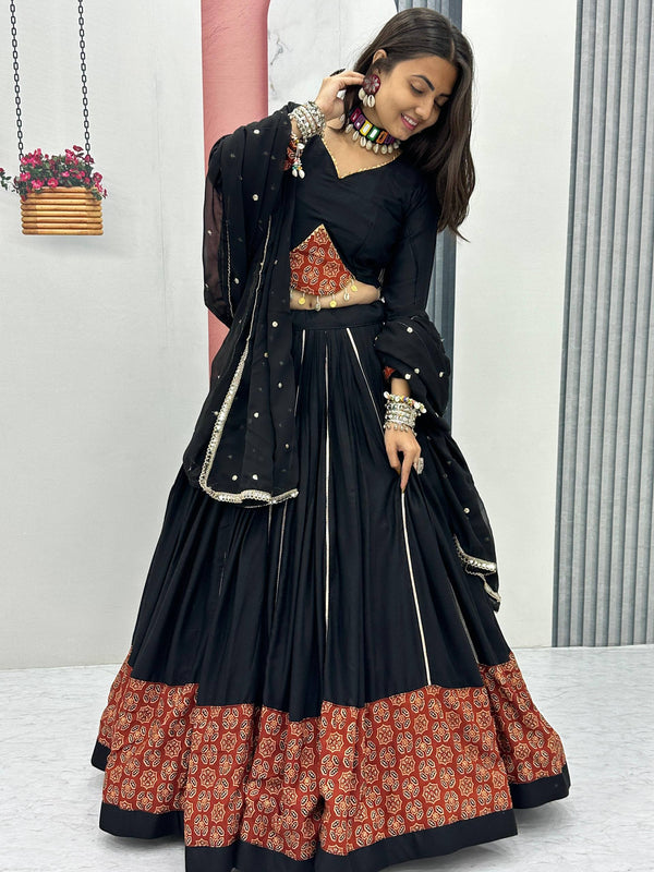 Black Navratri Special Pure Cotton Lehenga Choli