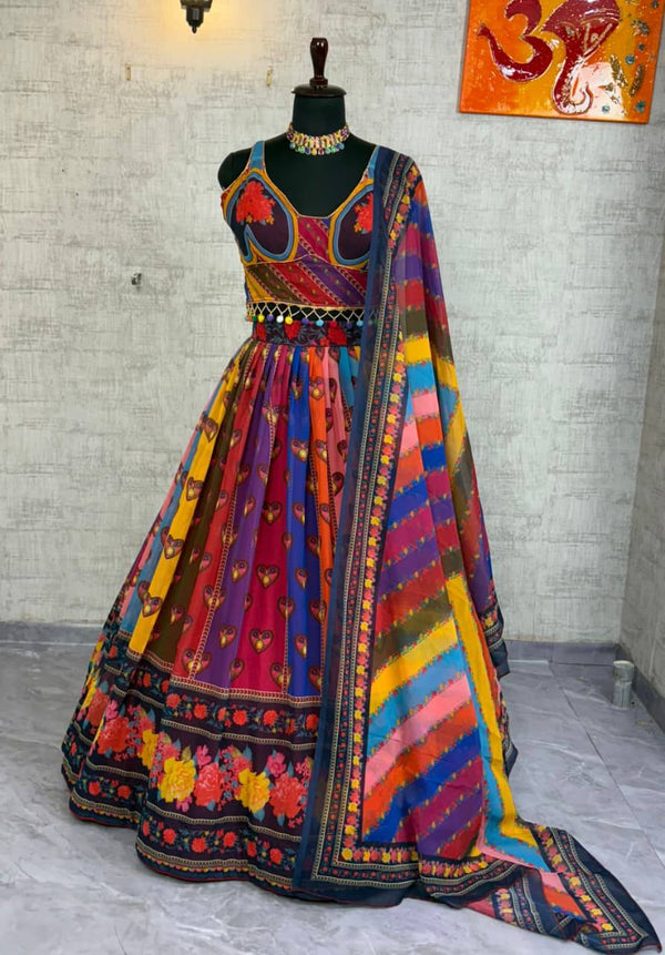 Faux Georgette Digital Print Lehenga Choli with Dupatta