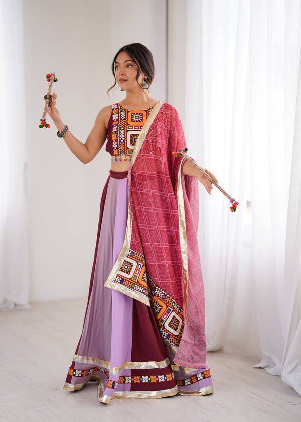 Heavy Rayon Lehenga with Gamthi & Real Mirror Work
