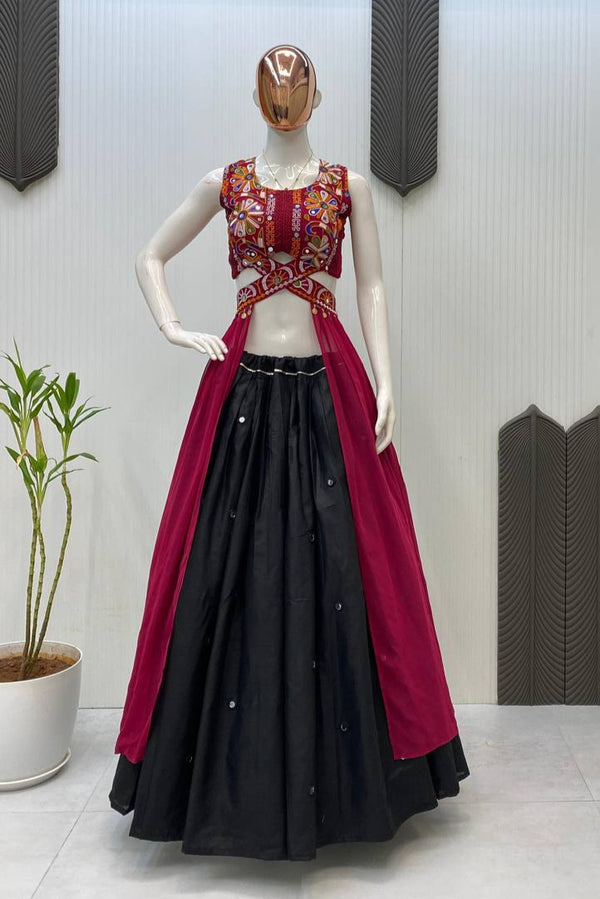Georgette Blouse with Cotton Lehenga For Navratri