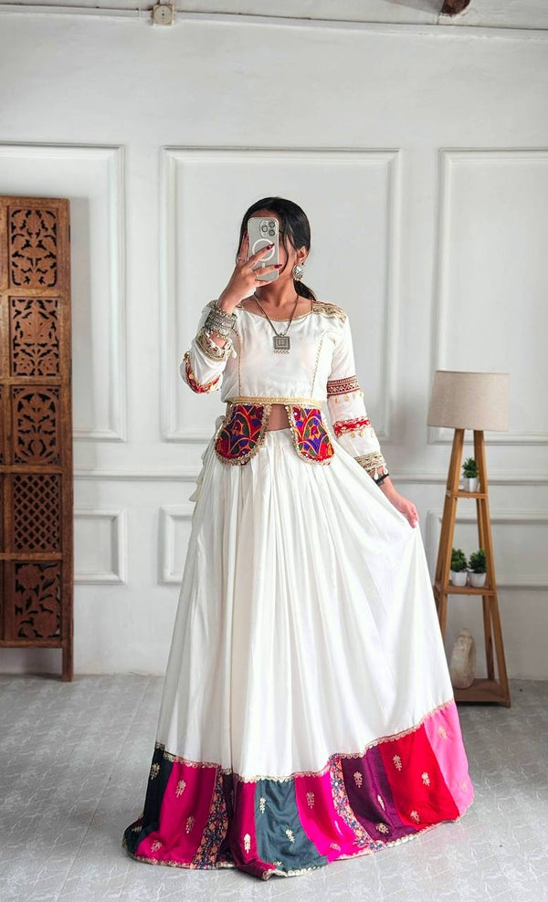 White Pure Cotton Lehenga Choli (Navratri Collection)