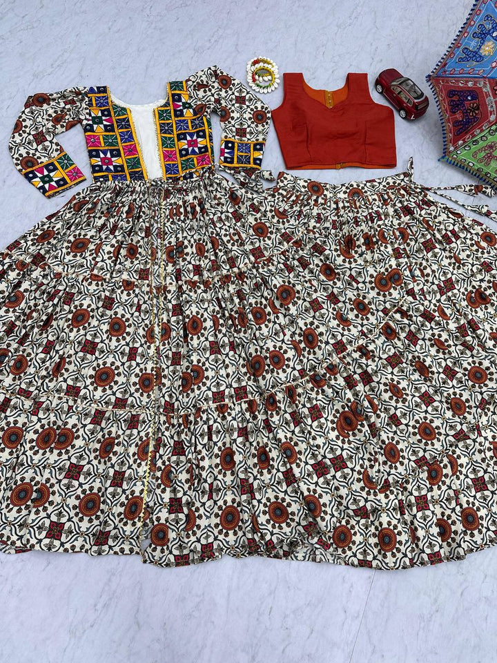Pure Cotton 6-Meter Flare Navratri Lehenga Choli Set with Shrug - Tiamgee