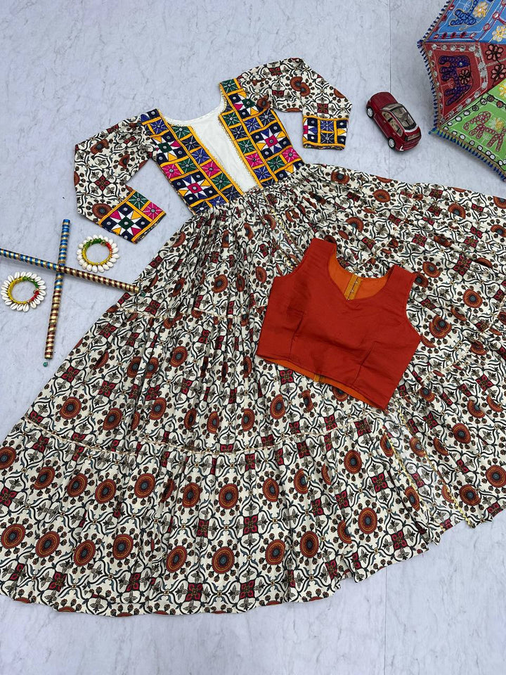 Pure Cotton 6-Meter Flare Navratri Lehenga Choli Set with Shrug - Tiamgee
