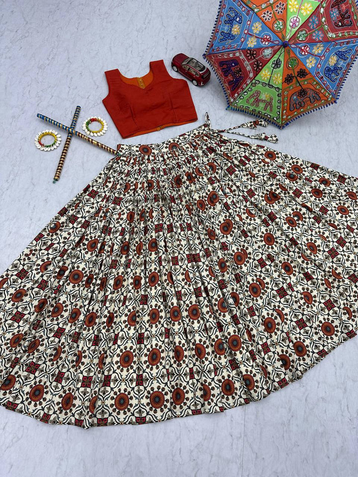 Pure Cotton 6-Meter Flare Navratri Lehenga Choli Set with Shrug - Tiamgee