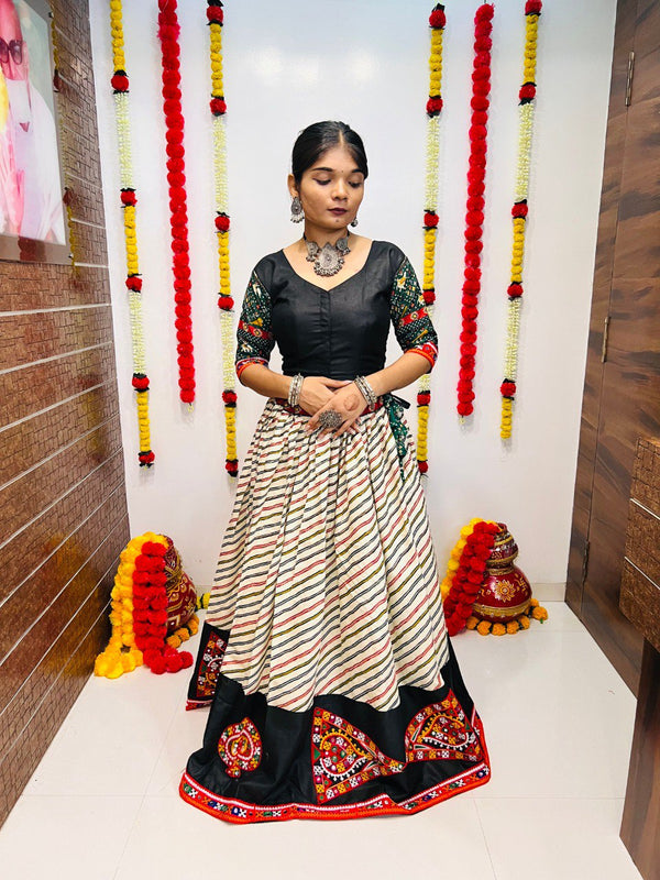 Pure Cotton Silk Patola Print Lehenga with Gamthi Work (4 Meter Flair)