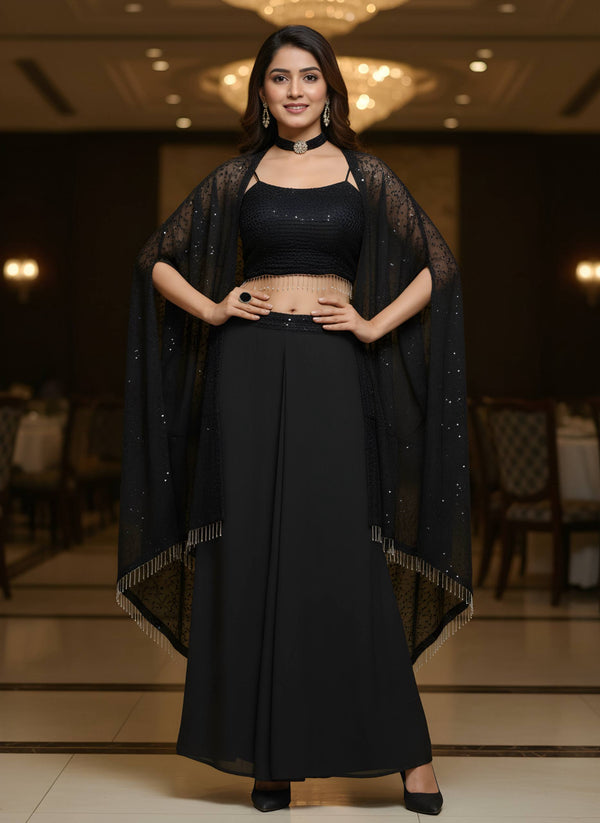 Black & Wine Rangoli Silk 3-Piece Rangoli Silk Set