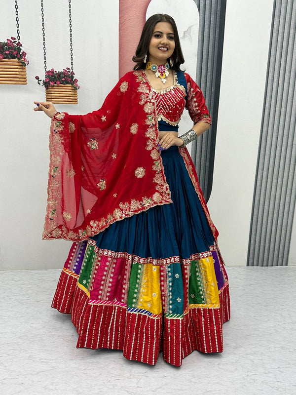 Navratri Special Pure Cotton Embroidered Lehenga Choli Set - Tiamgee