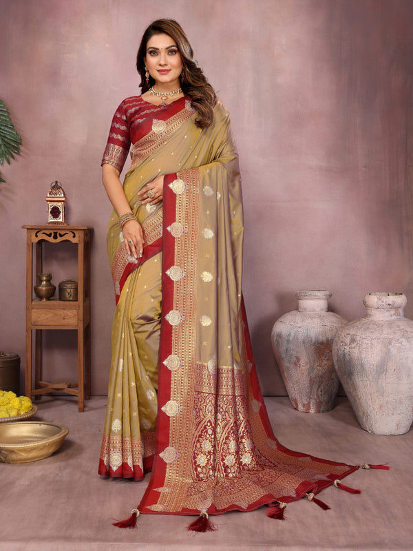 Pure Silk Handloom Kalamkari Saree with Zari Borders and Pallu - Tiamgee