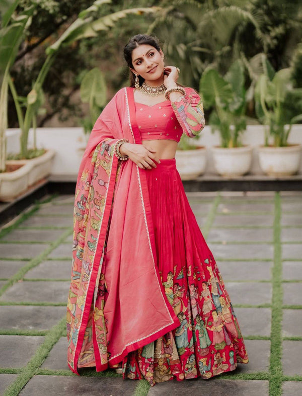 Rani Cotton Kalamkari Print Lehenga Set