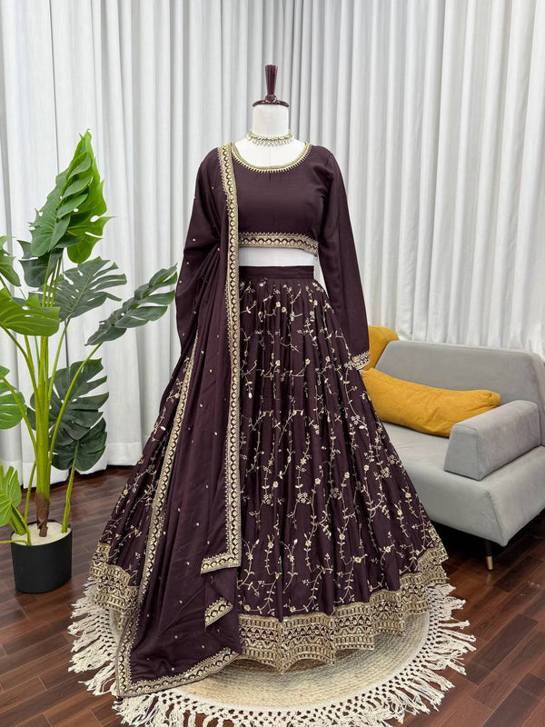 Chinon Silk Lehenga Choli with Sequin & Thread Work