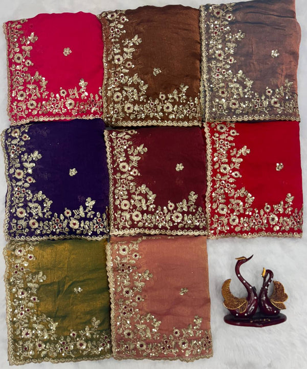 Frendy Chiffon Sequin Embroidered Saree